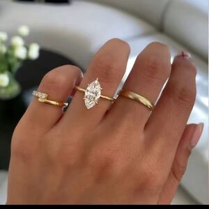 3 ctw Marquise Moissanite Hidden Halo Ring Sz 8